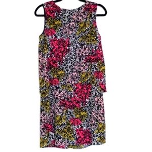 Vintage 90S Massini Abstract Floral Tiered Sleeveless Mini Dress
